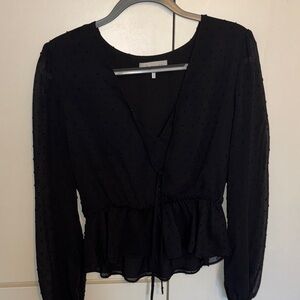 Wayf Black Textured Peplum Blouse
